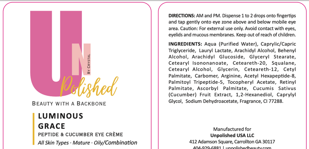 Luminous Grace – Cucumber Peptide Eye Gel-Crème