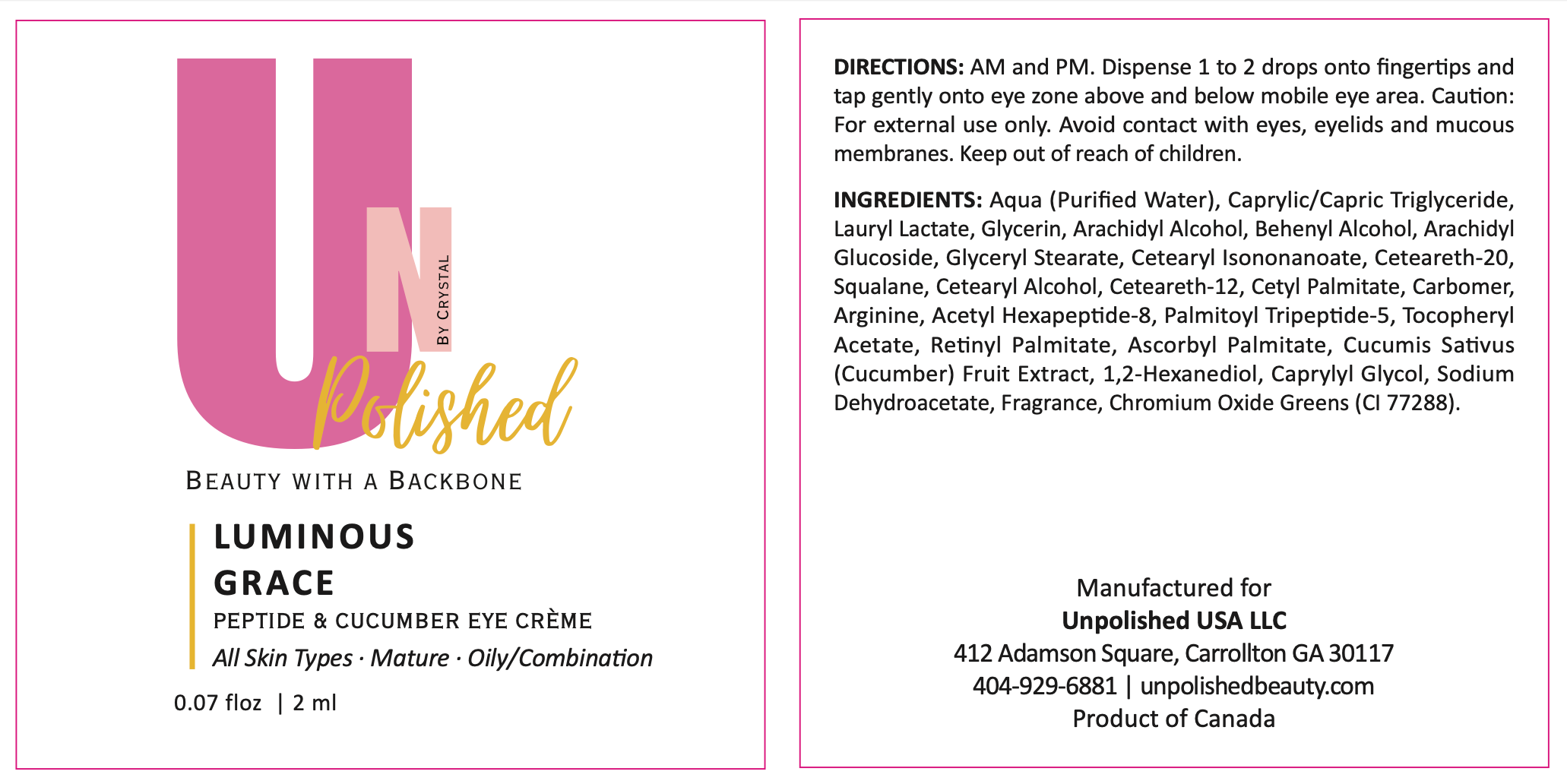 MINI: Luminous Grace – Cucumber Peptide Eye Gel-Crème